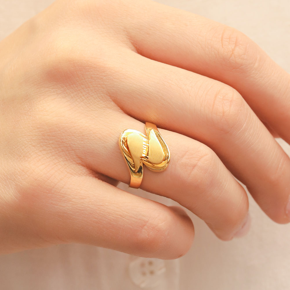 22 Ayar Dalga Formlu Kalpli Altın Yüzük