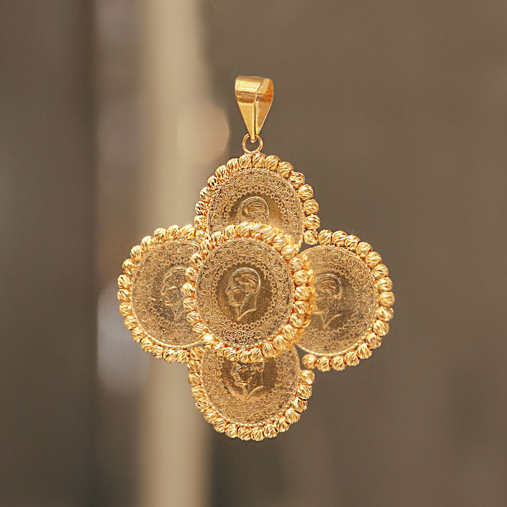 22 Ayar Dorikalı 5’li Çeyrek Altın Kolye Ucu