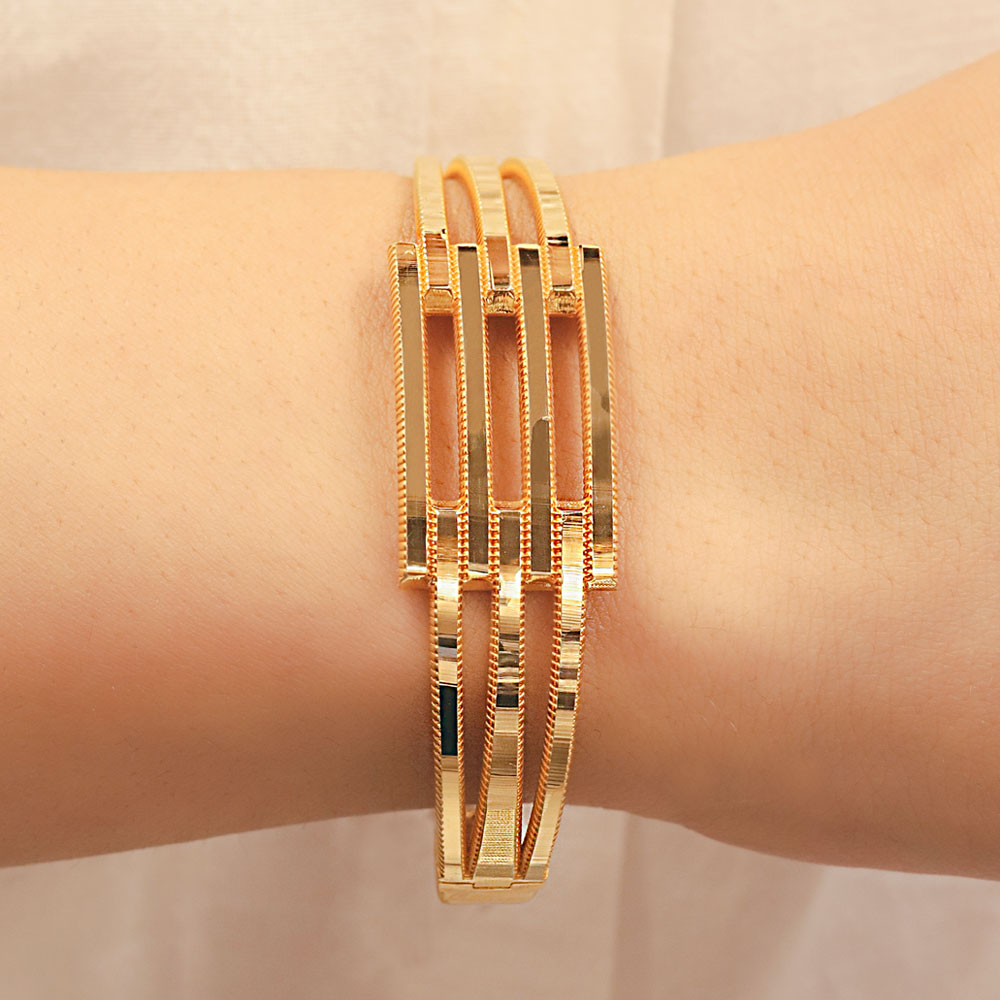 22 Ayar Dört Sıra Kaburga Ajda Altın Kelepçe