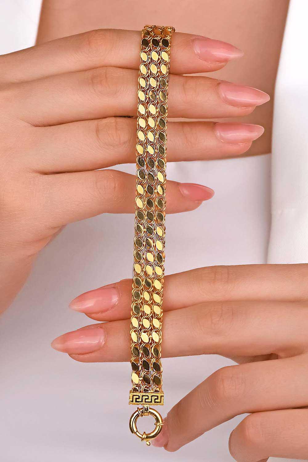 22 Ayar Görünümlü 14 Ayar Altın Arpa Bileklik