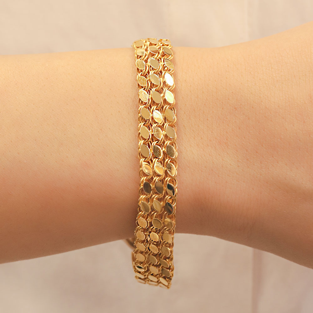 22 Ayar Görünümlü 14 Ayar Altın Arpa Bileklik