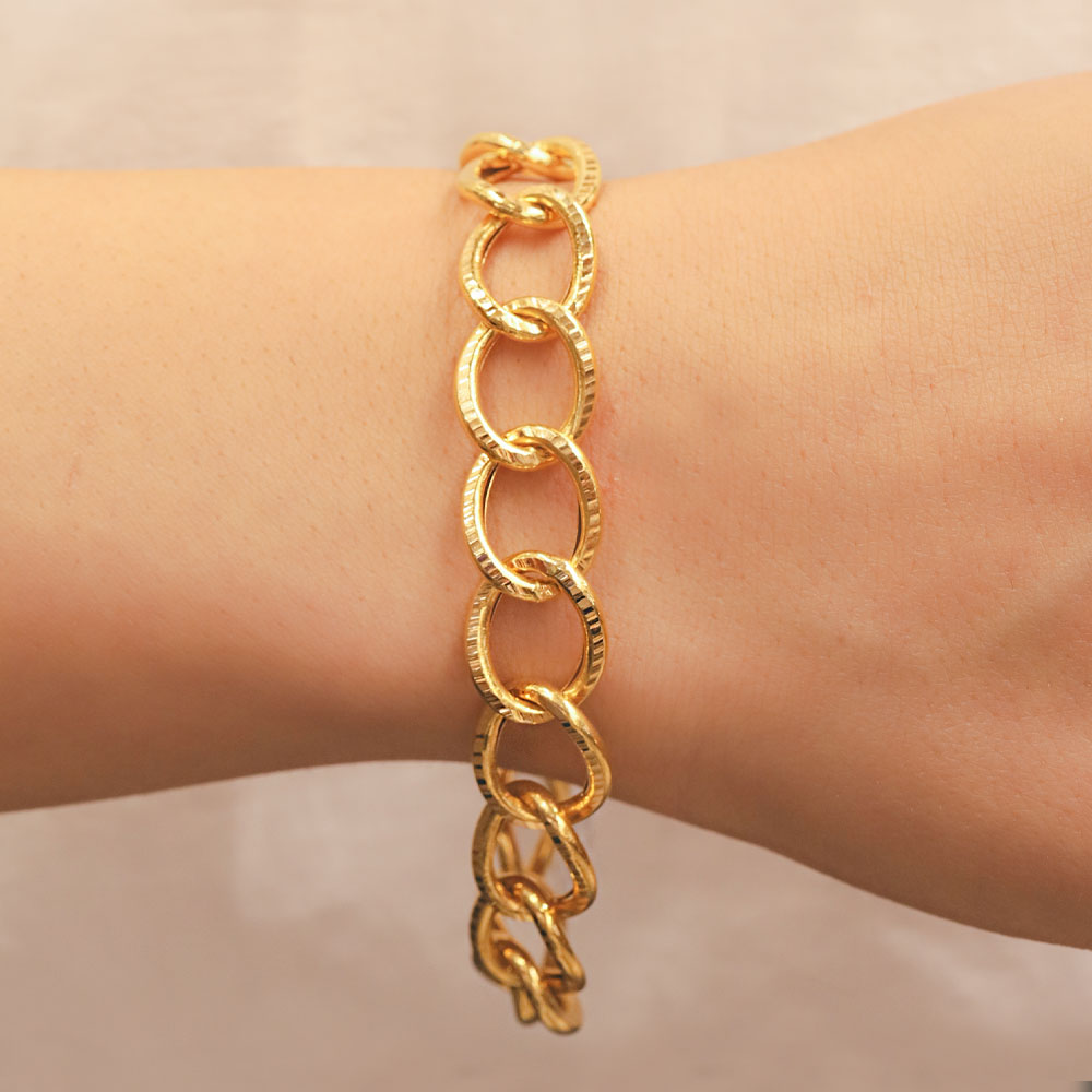 22 Ayar Halka Formlu Klasik Uzay Yolu Altın Bileklik