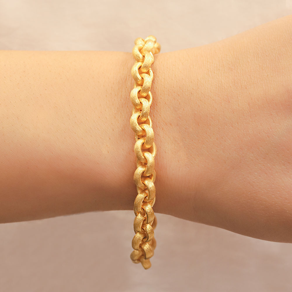 22 Ayar Kalın Zincir Model Mat Altın Bileklik