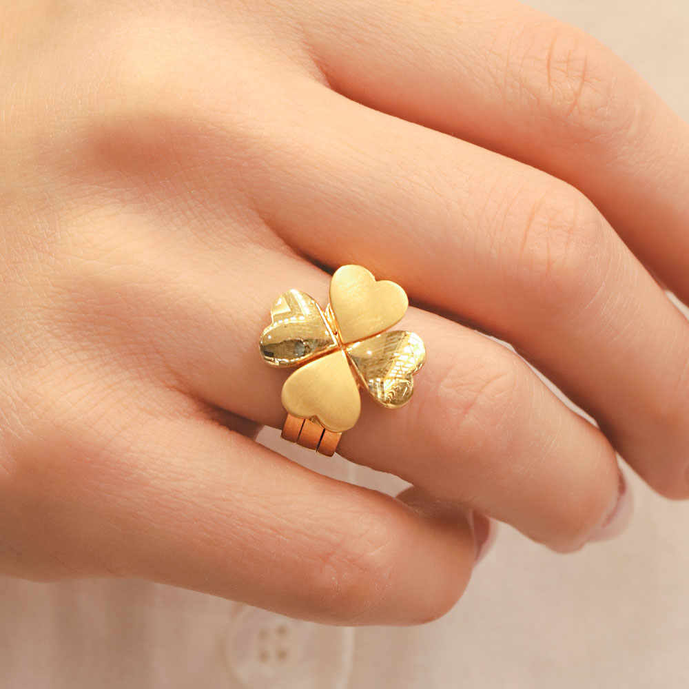 22 Ayar Kalpli Yonca Model Altın Yüzük