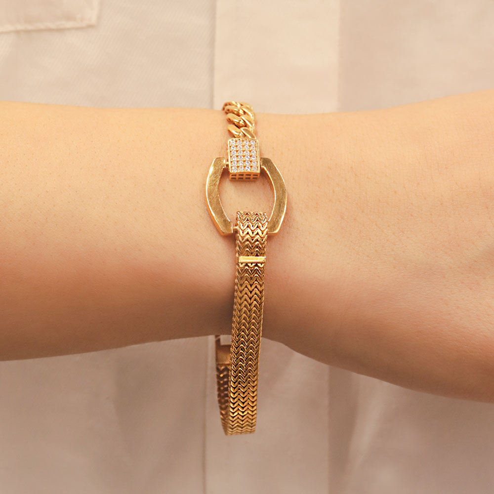 22 Ayar Taş Detaylı Fantezi Altın Bileklik