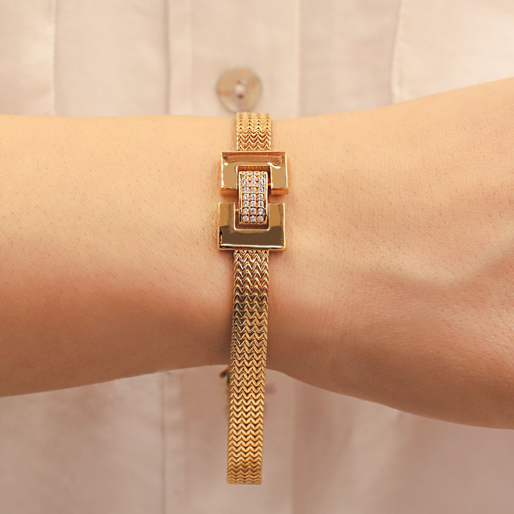 22 Ayar Taş Detaylı Fantezi Altın Bileklik