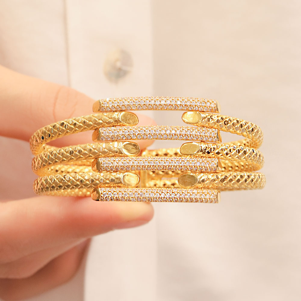 22 Ayar Taşlı Kaburga Model Altın Kelepçe Bilezik