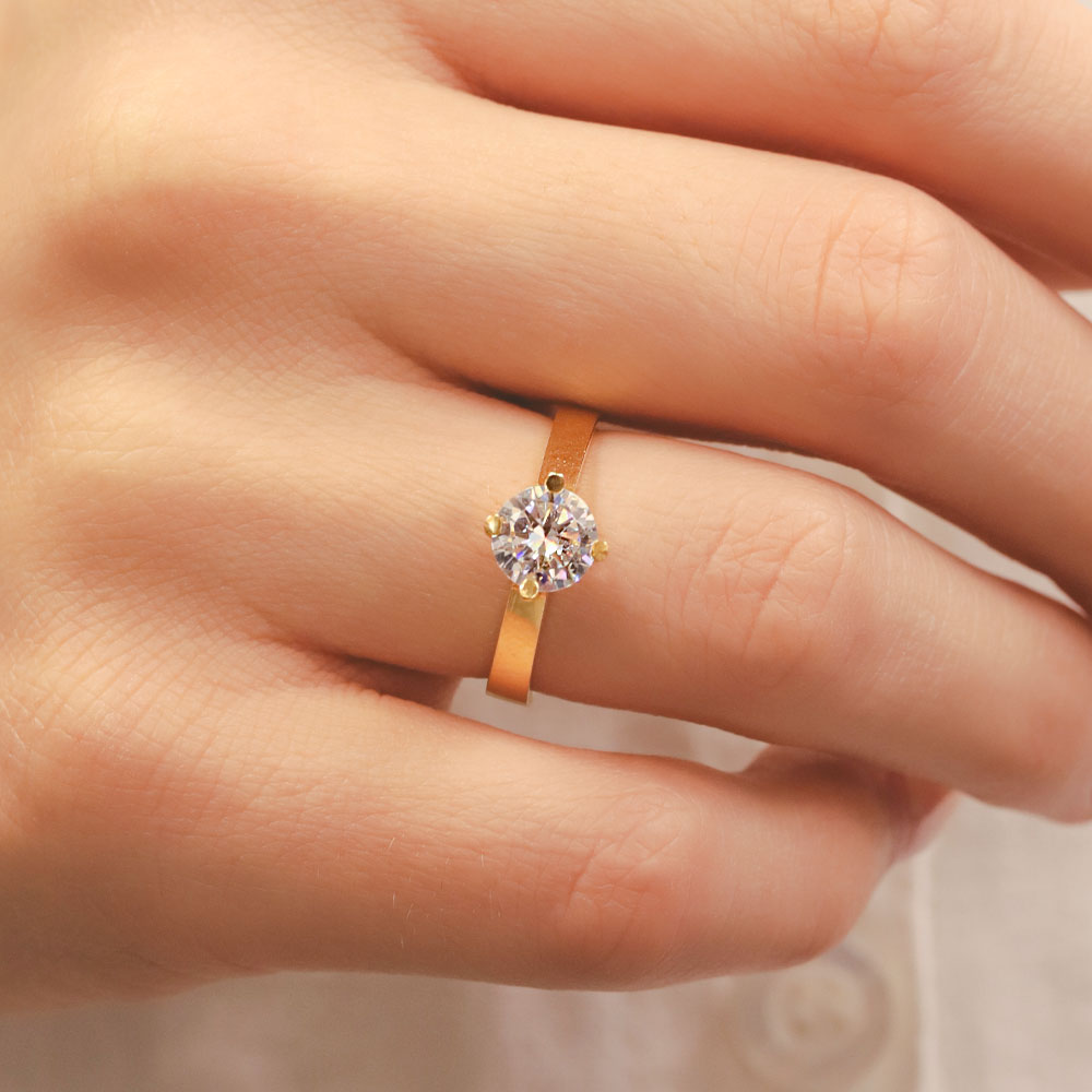 22 Ayar Tek Taş Model Altın Yüzük