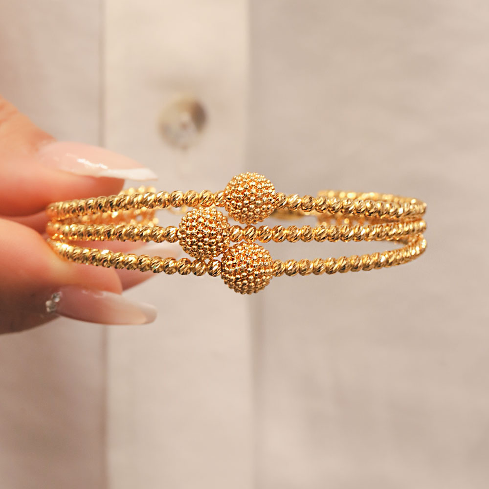 22 Ayar Üç Toplu Dorikalı Kelepçe Bileklik