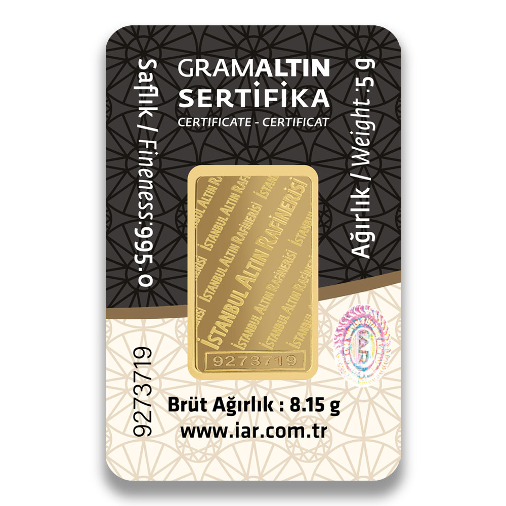 5 Gram 24 Ayar Külçe Altın 