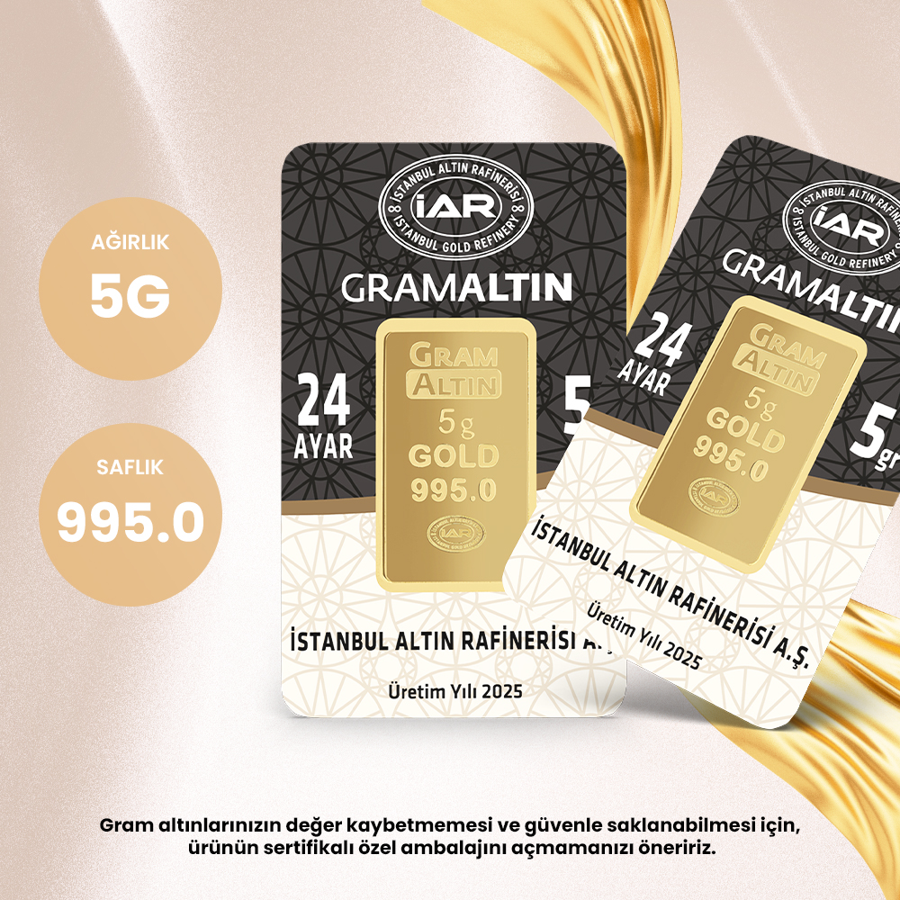 5 Gram 24 Ayar Külçe Altın 