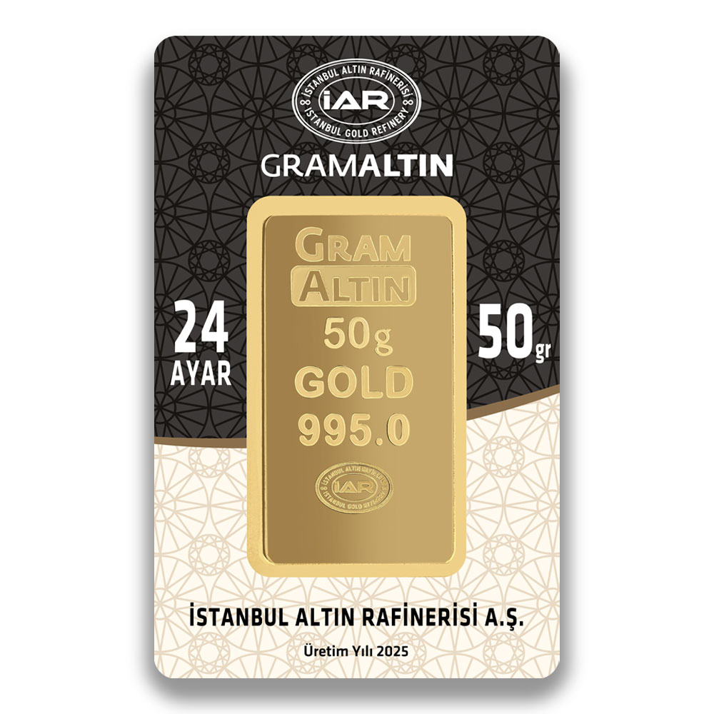 50 Gram 24 Ayar Külçe Altın 