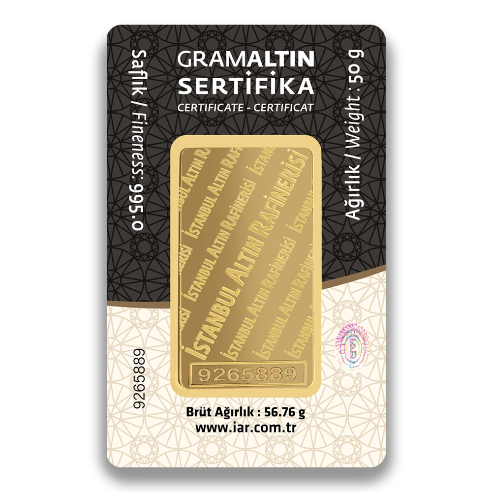 50 Gram 24 Ayar Külçe Altın 