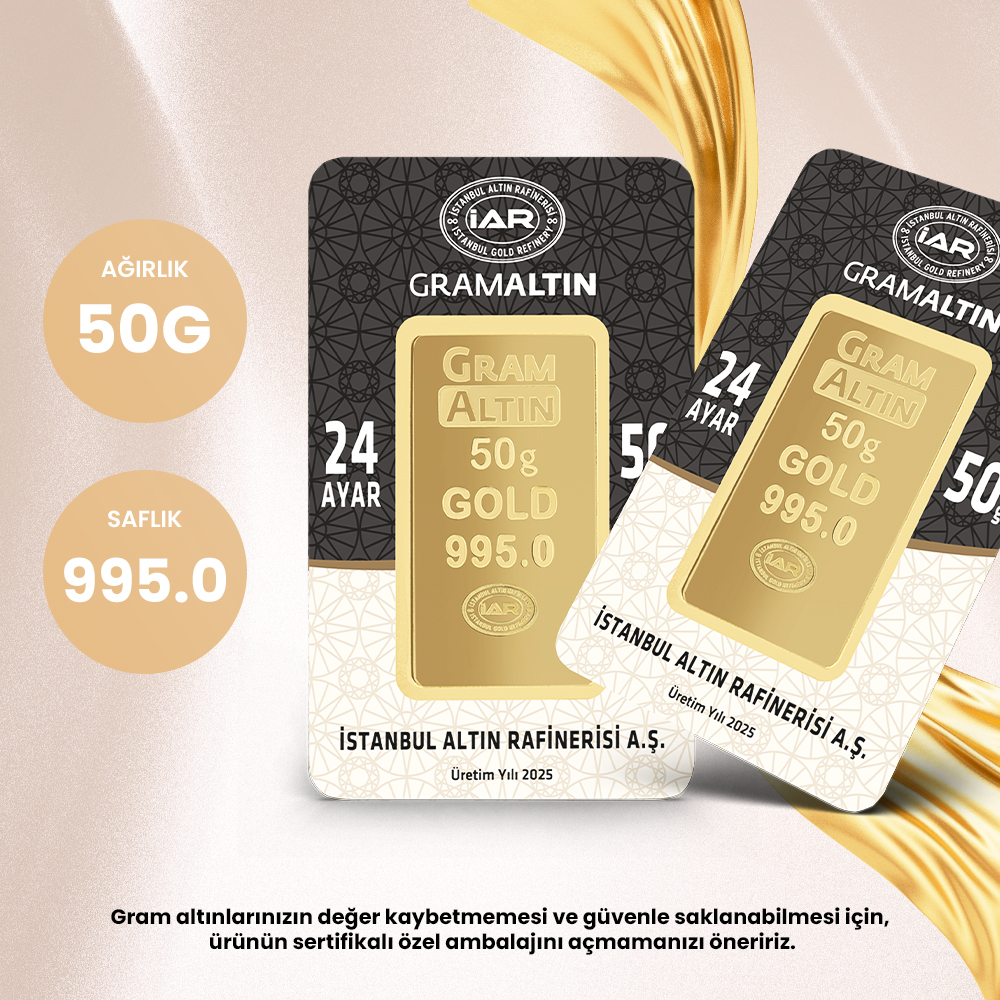 50 Gram 24 Ayar Külçe Altın 