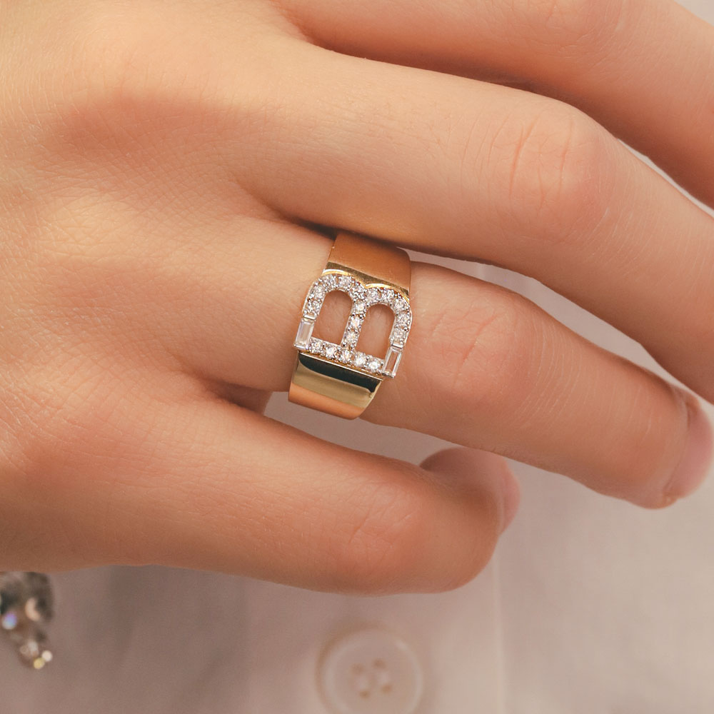 Baget Taşlı B Harf EMA Altın Yüzük