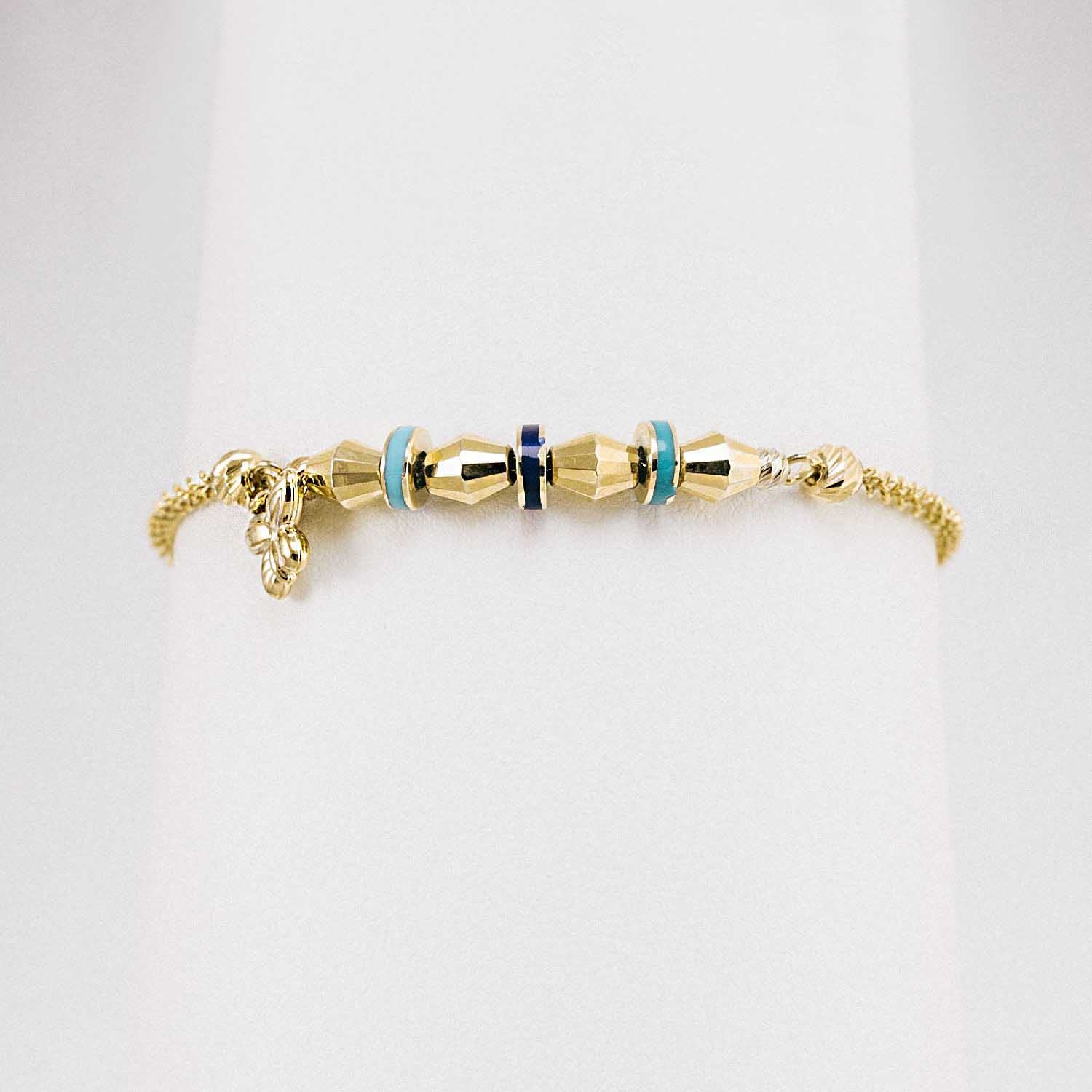 14 Ayar Mavi Turkuaz Mineli Altın Bileklik