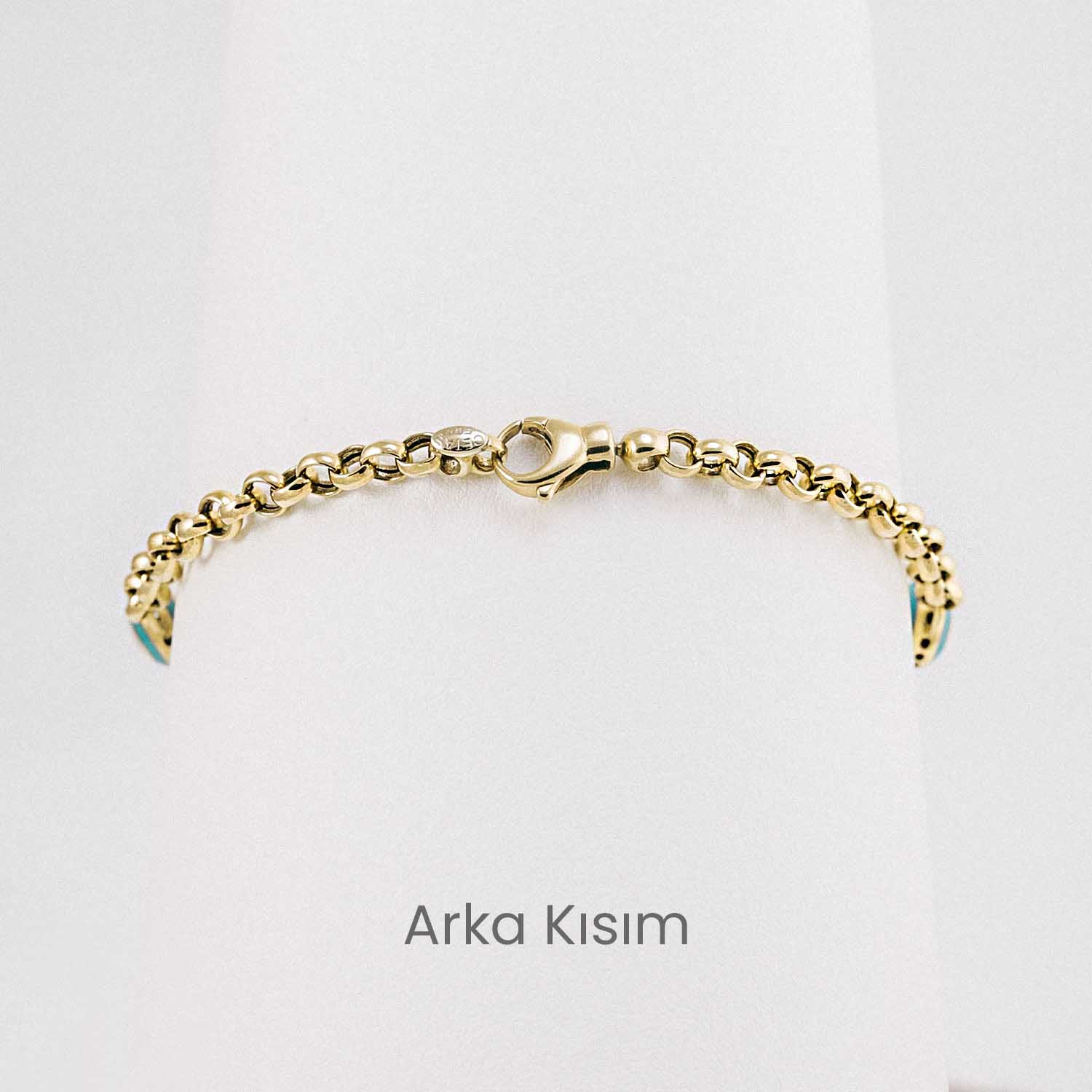 Nazar Boncuklu Bileklik 14 Ayar Altın Nazar Boncuklu Mineli Bileklik