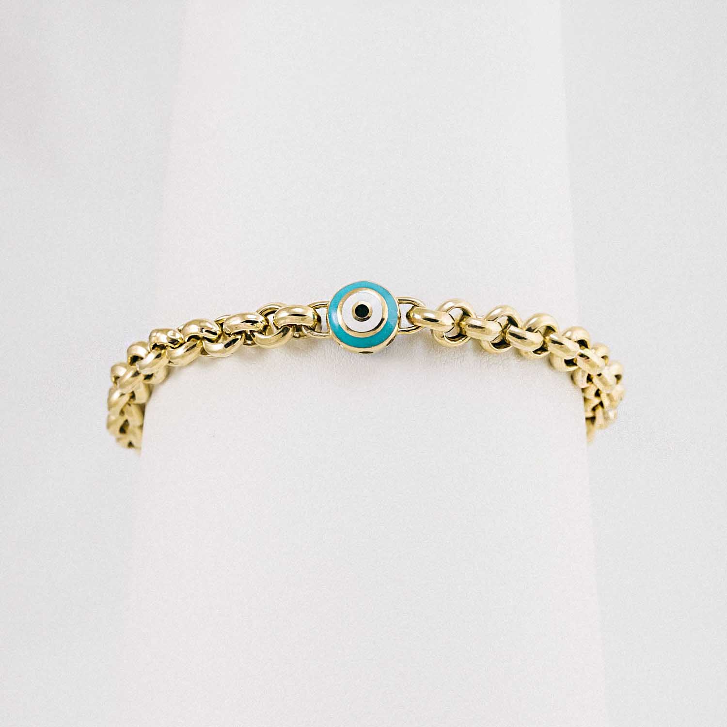 Nazar Boncuklu Bileklik 14 Ayar Altın Nazar Boncuklu Klasik Bileklik