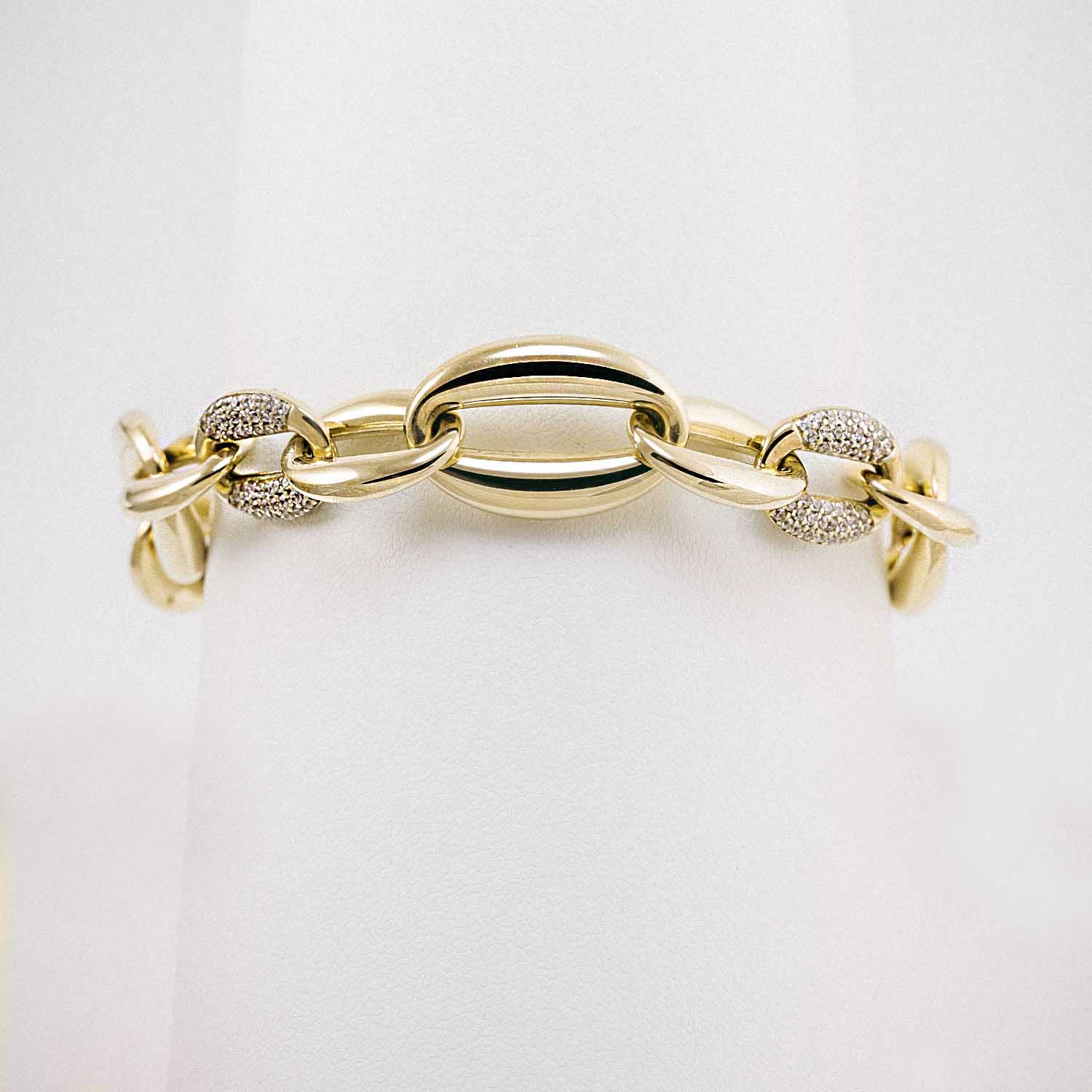 14 Ayar Büyük Halkalı Taşlı Altın Bileklik