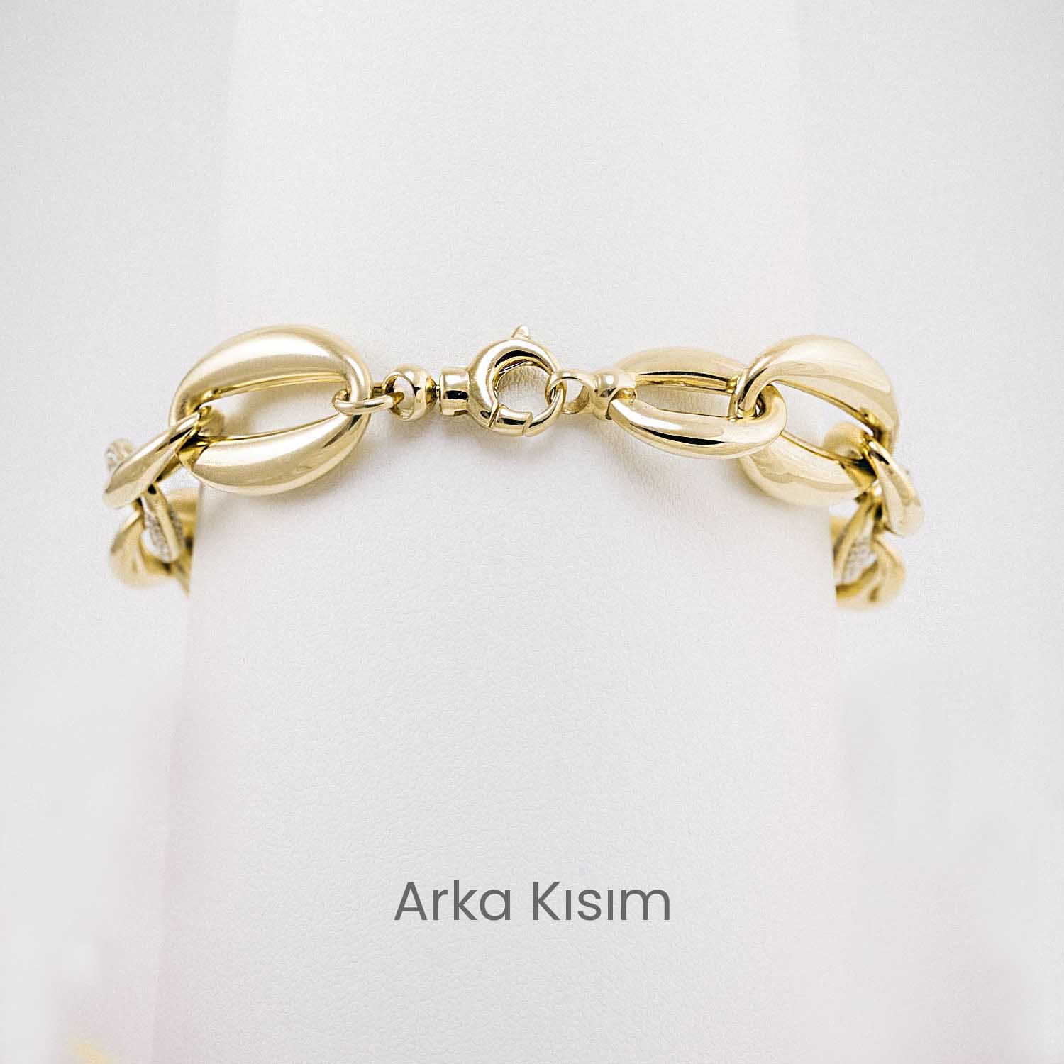 14 Ayar Büyük Halkalı Taşlı Altın Bileklik