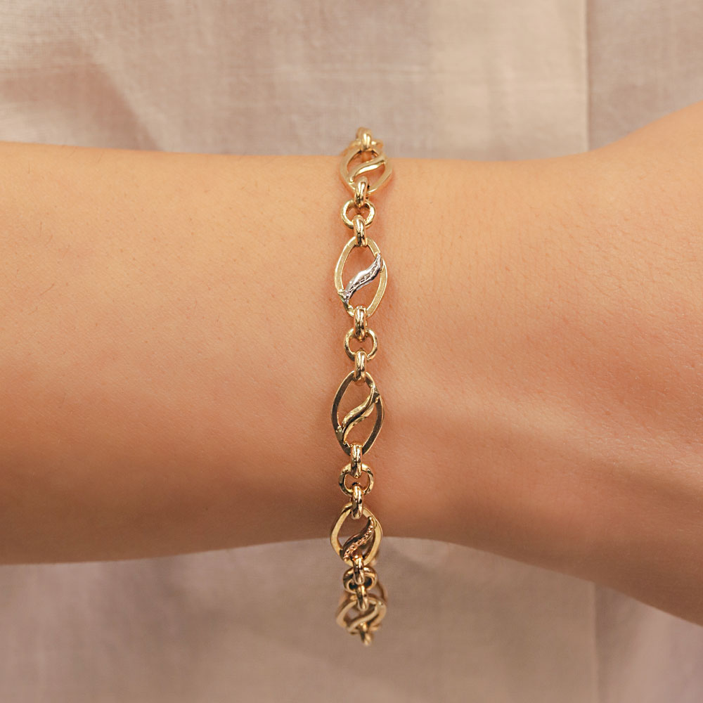 Özel Tasarım Bileklik 14 Ayar Altın Dalga Desenli Zincir Bileklik