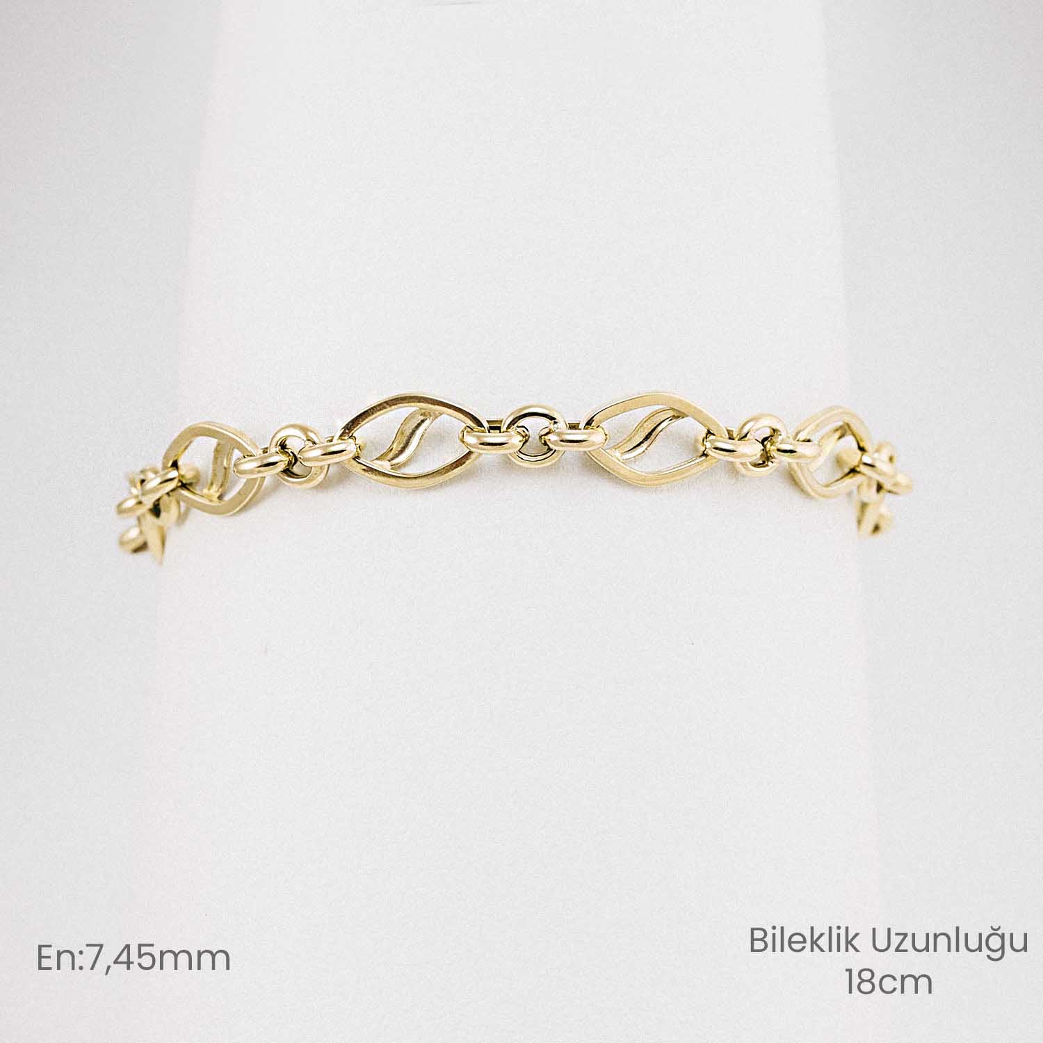 Özel Tasarım Bileklik 14 Ayar Altın Dalga Desenli Zincir Bileklik