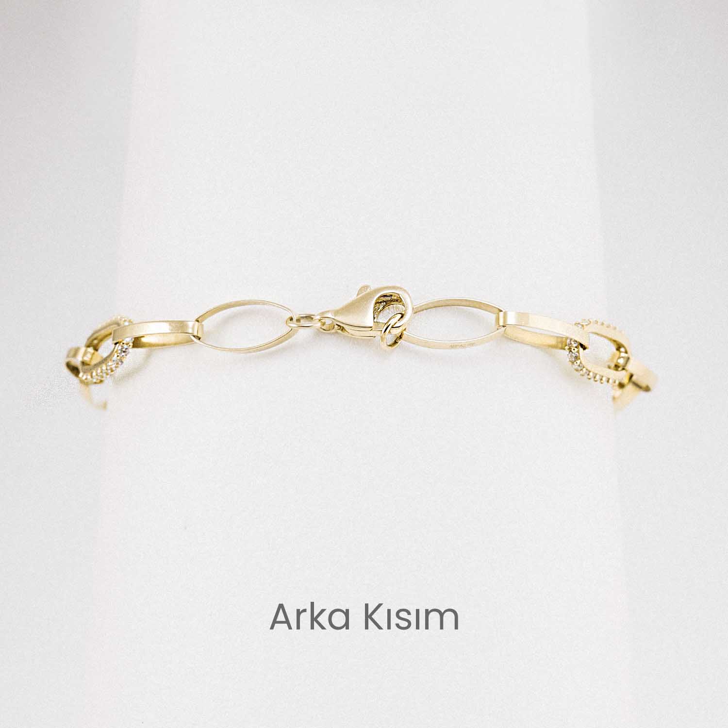 14 Ayar Altın Taş Detaylı Oval Halka Bileklik