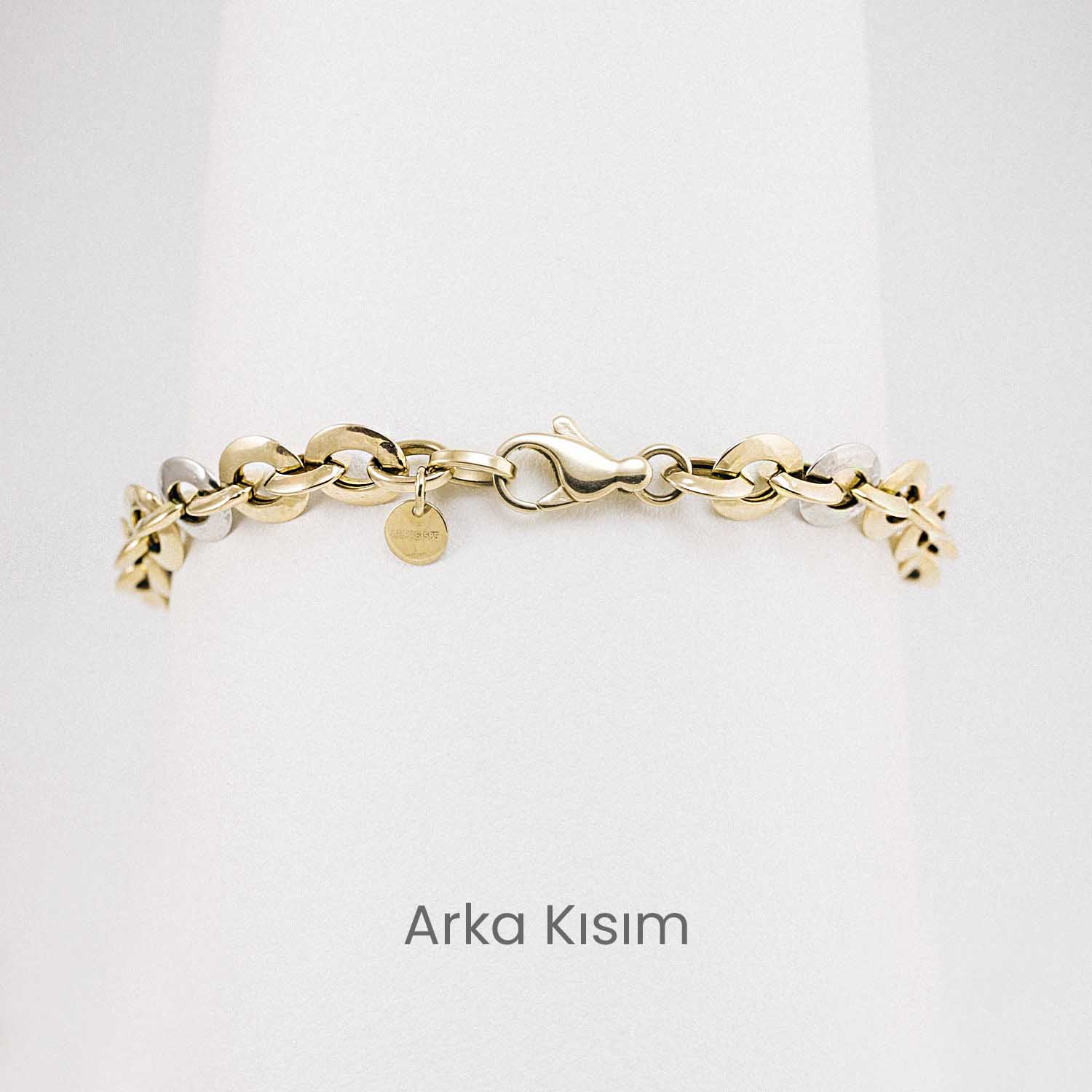 Trend Bileklik 14 Ayar Altın Çift Renk Yuvarlak Halka Bileklik