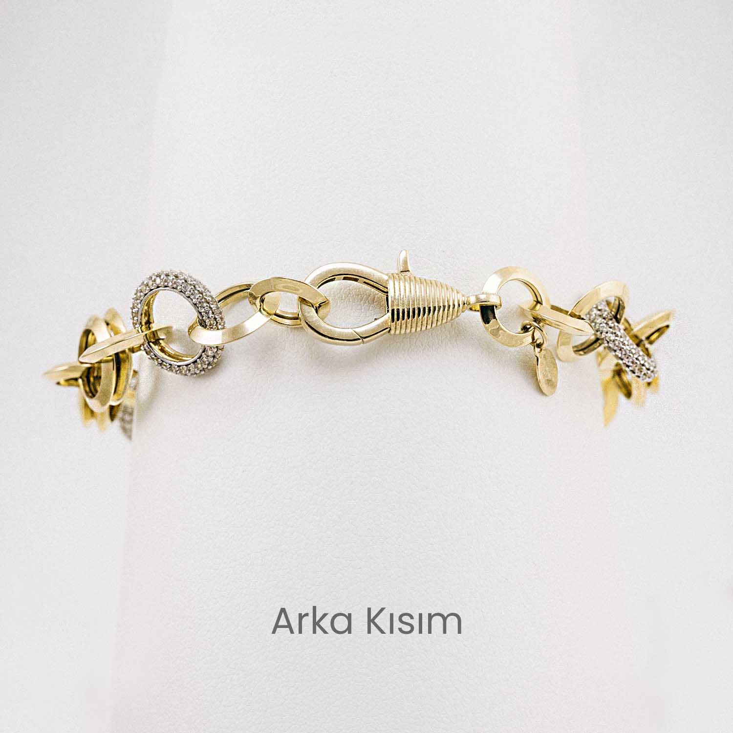 14 Ayar Taşlı Halka Model Altın Bileklik