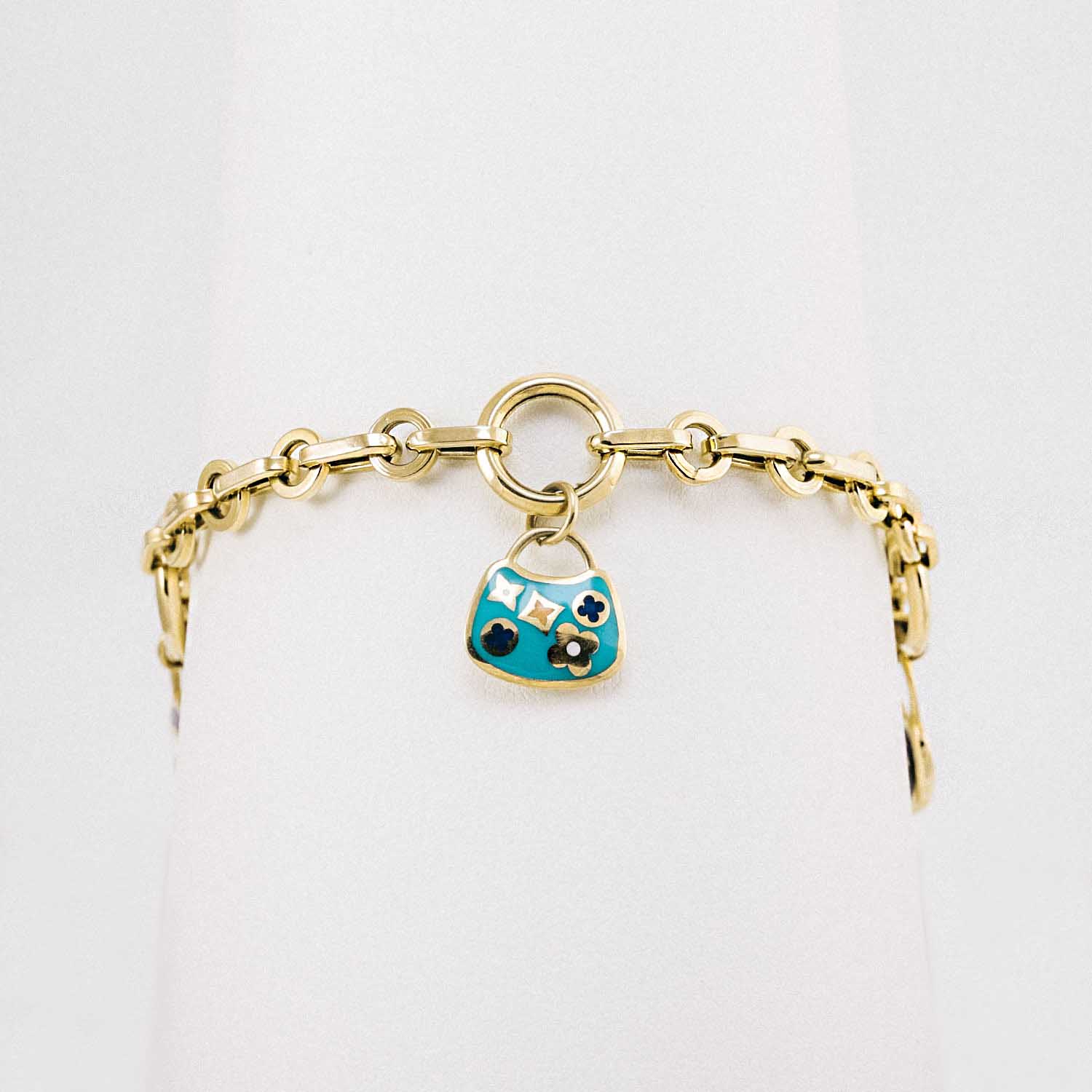 14 Ayar Altın Çanta Figürlü ve Nazar Boncuklu Bileklik