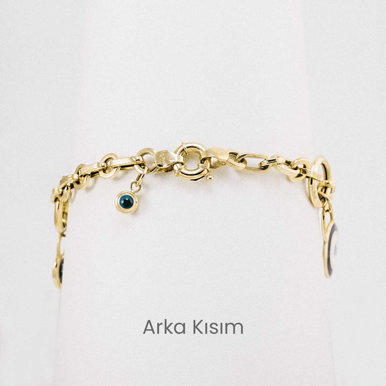 14 Ayar Altın Çanta Figürlü ve Nazar Boncuklu Bileklik