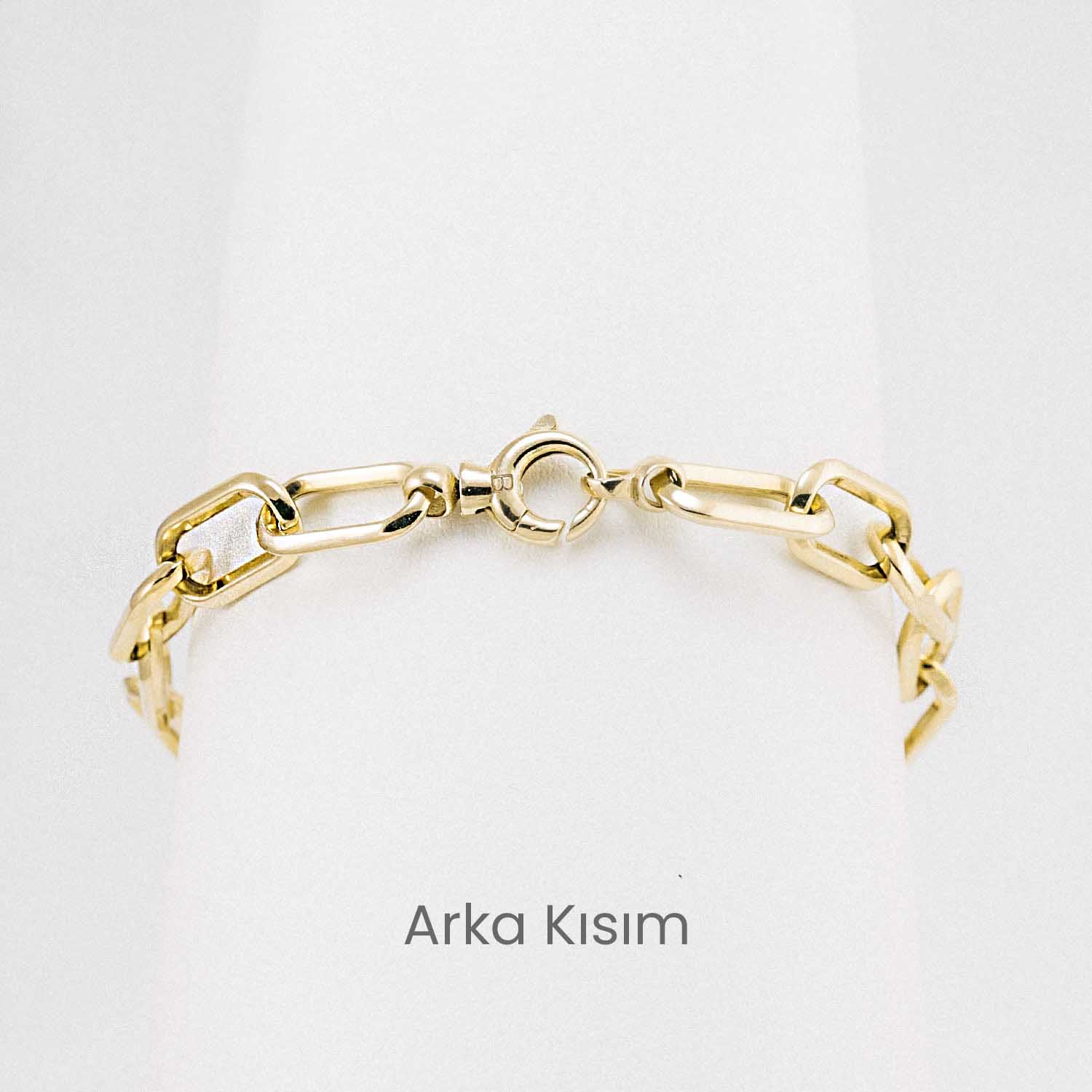 14 Ayar Altın Kalp Figürlü Taş Detaylı Charm Bileklik