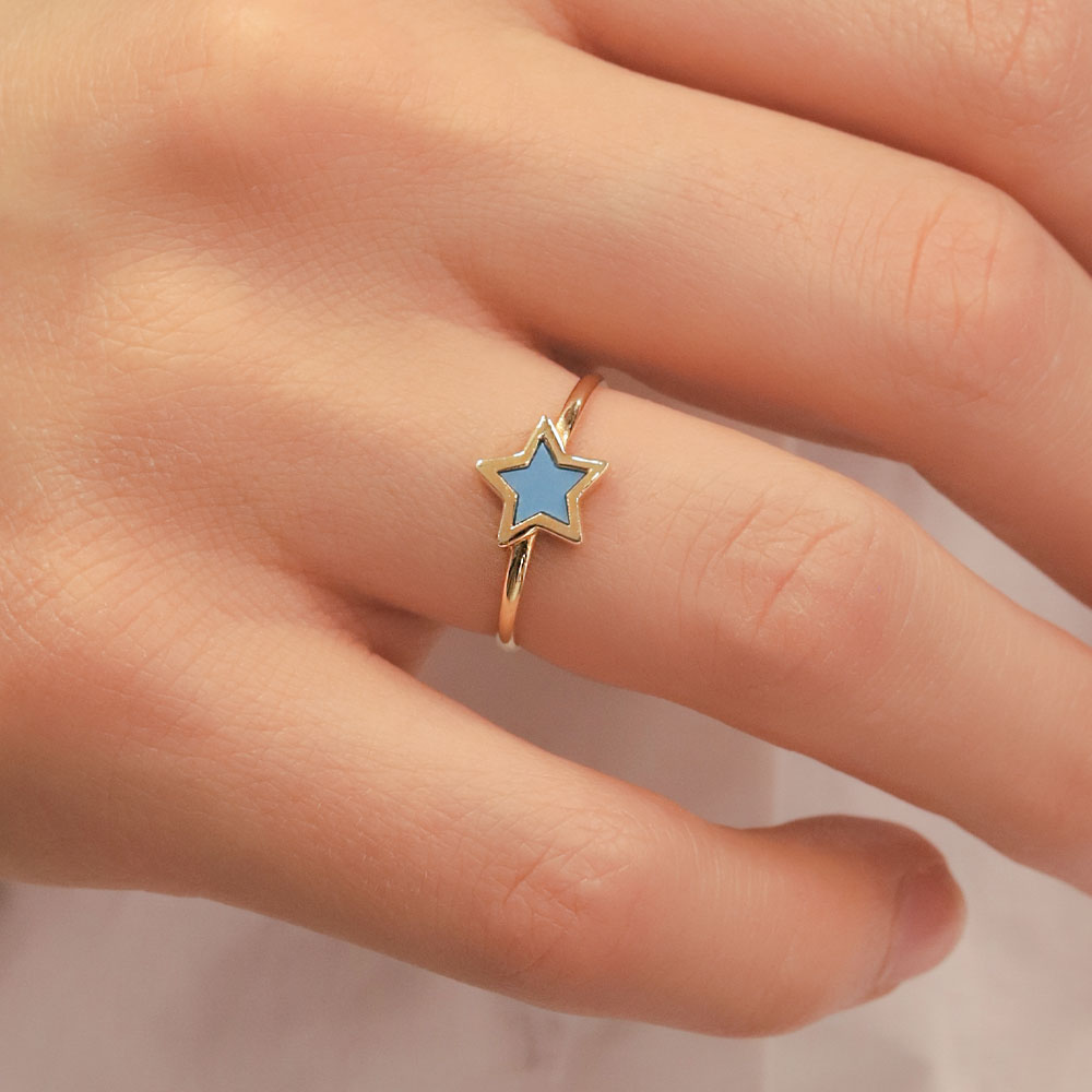 Mavi Mineli Yıldız Yüzük