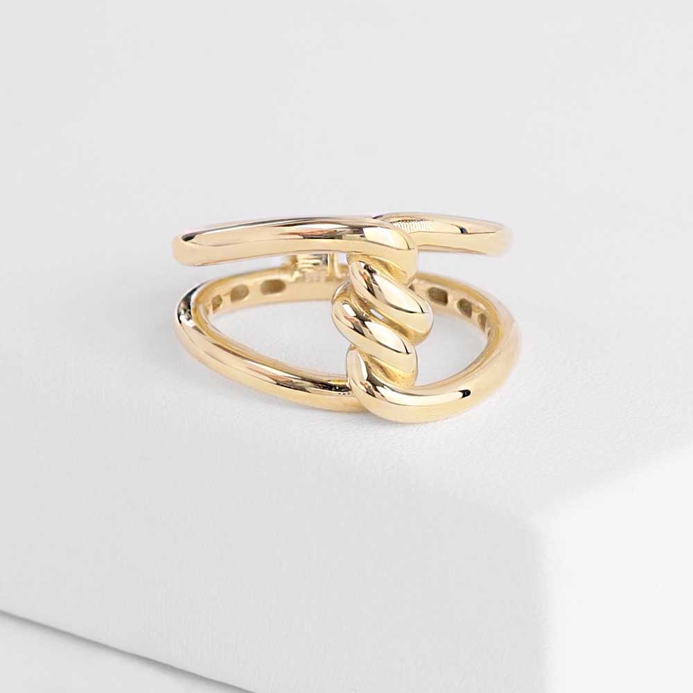 Sarmal Detaylı Minimal Fantezi Altın Yüzük